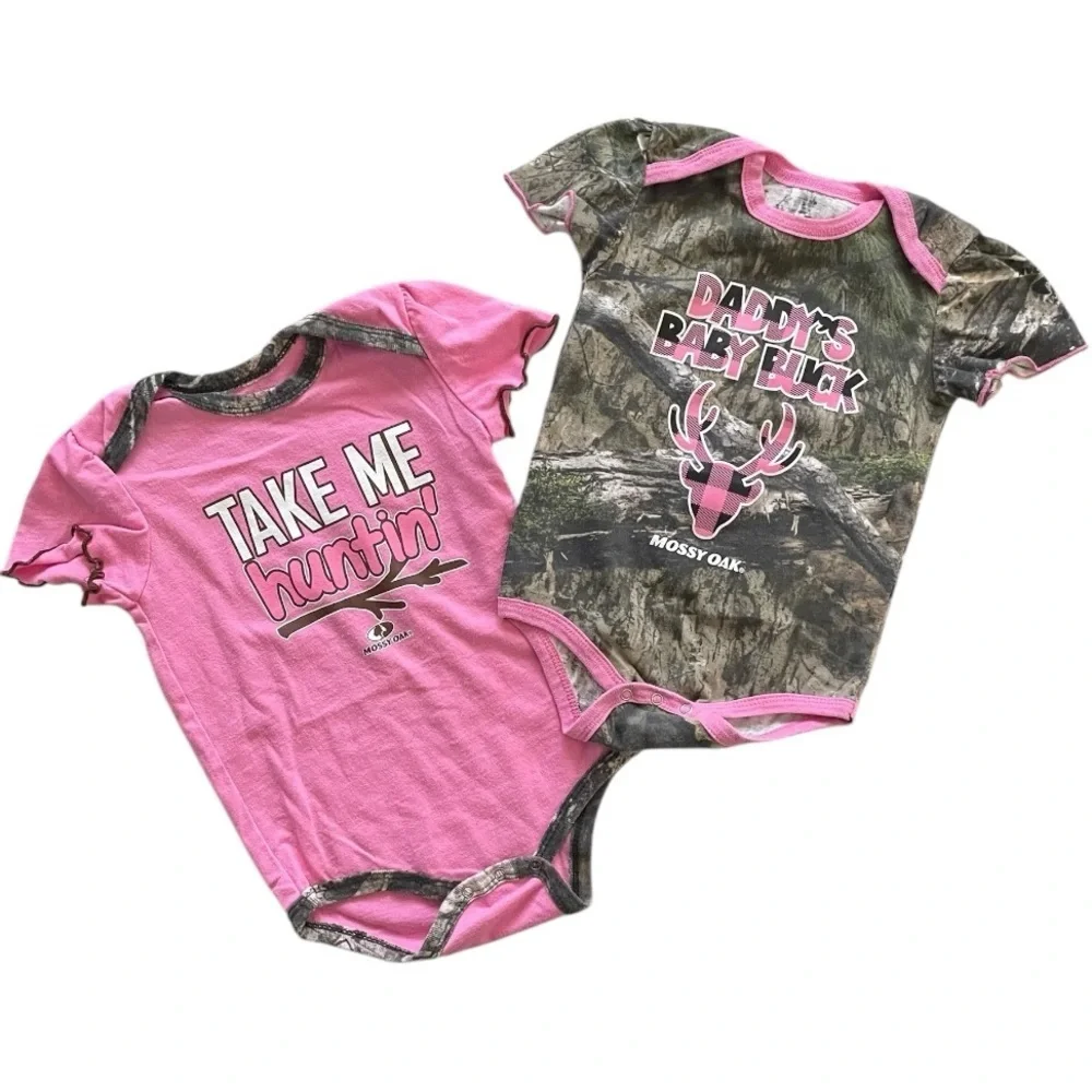 Mossy Oak 24M toddler baby girl Tshirt onesie hunting camouflage camo outdoors